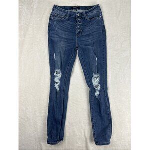 Judy Blue Jeans Women’s Size 5 / 27 Blue Distressed Skinny Fit Button Fly